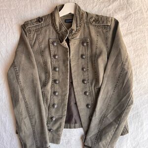 Vintage Military Style Napoleon Jacket in Olive Green